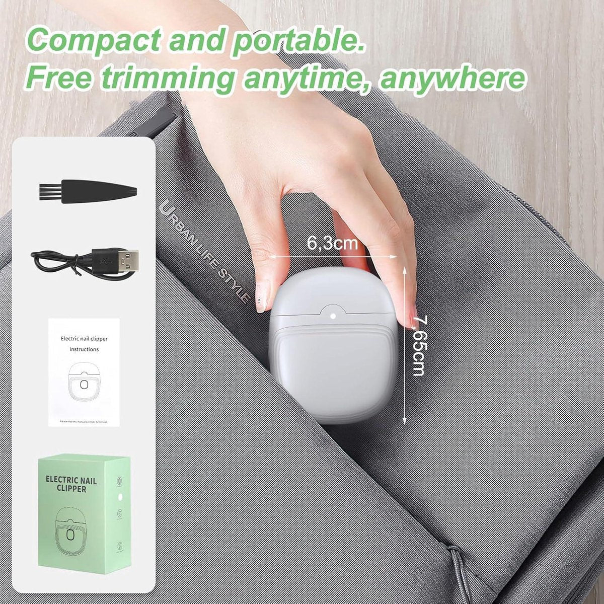 Automatic Nail Clipper with Light USB Rechargeable - Electric Nail File for Kids, Elderly, Adults