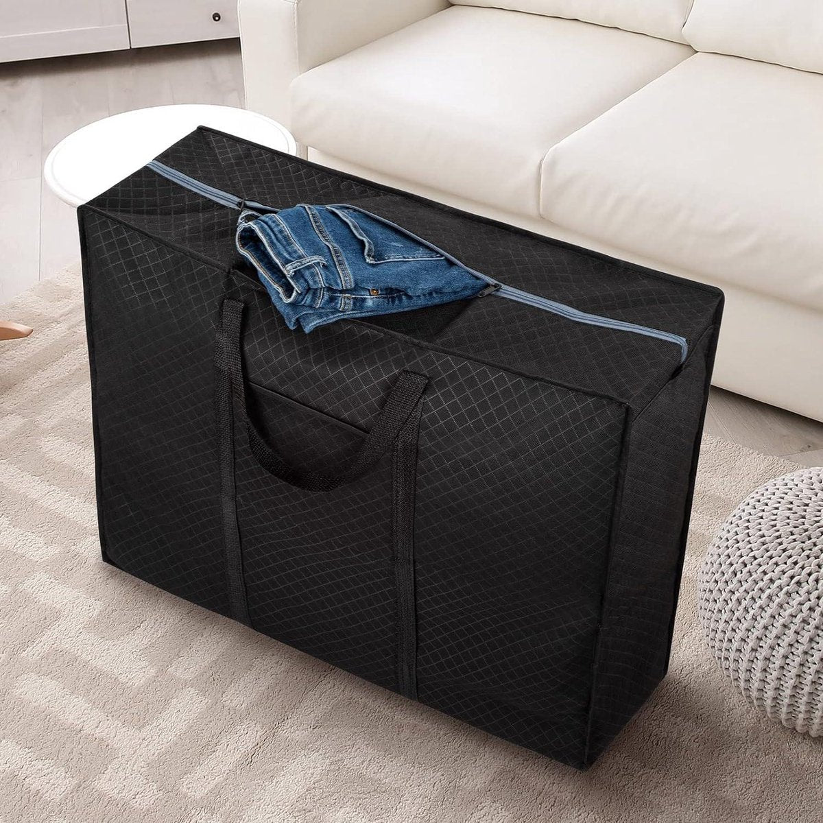 Extra grote opbergzakken voor verhuizen - 140L - opbergzak onder bed met ritssluiting voor kleding dekbed - reizen kamperen - opvouwbare verhuisdozen - groot sterk - zwarte lakens organizer