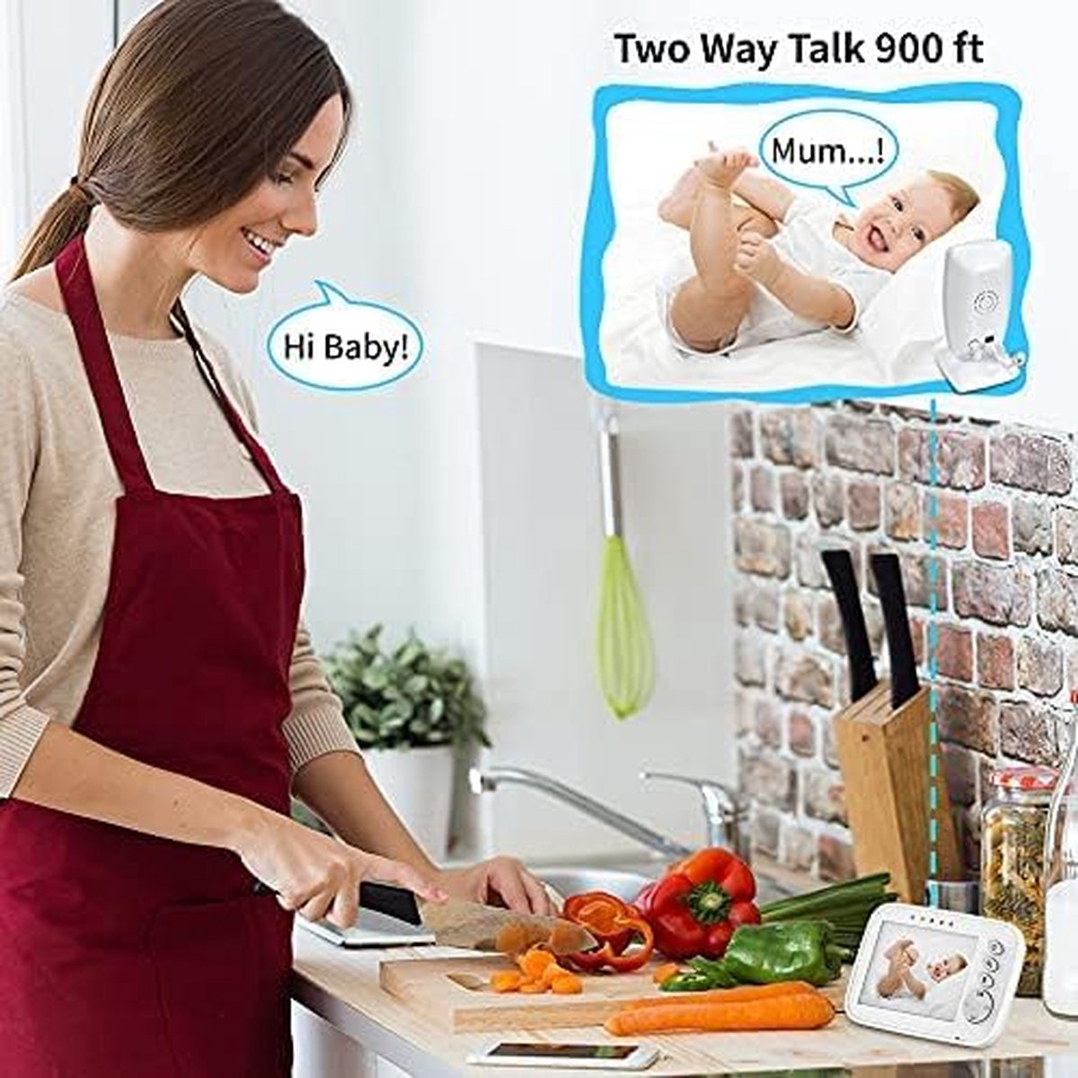 Video Baby Monitor - 3.2 Inch Video Baby Monitor - Talk Back Function - Night Vision - Wireless