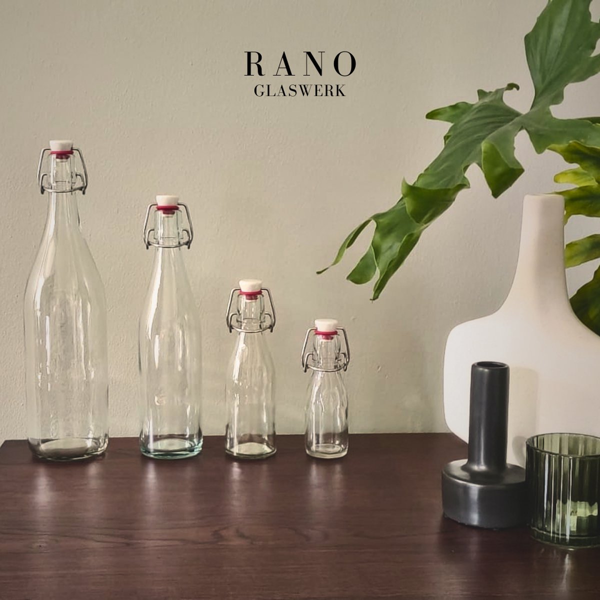 RANO - 12x beugelfles 200ml - Luchtdicht - fles met beugelsluiting / beugelflessen / weckfles / inmaakfles / sapfles / glazen flesjes met dop / decoratie