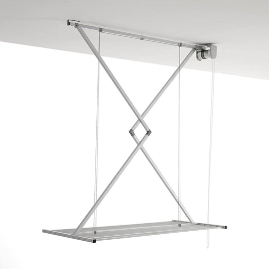 Space-saving foldable clothes drying rack for ceiling mounting - Grey 150 - Mini wall-mounted drying rack