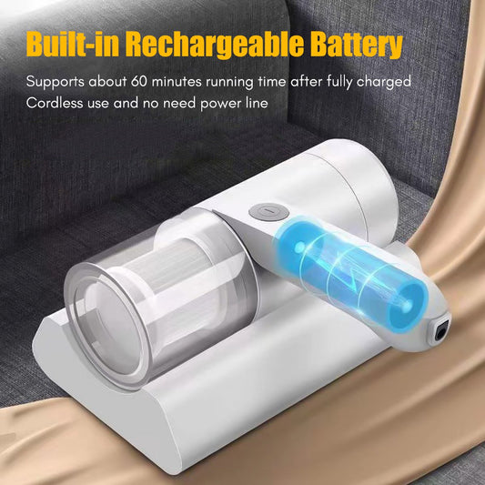 Mite Vacuum Cleaner Anti Dust Mite Handheld UV-C Cordless House Mite Remover Anti-Dust Instrument Cleaning Machine For Home Office Bed Sofa 2000 Vibrations Per Minute