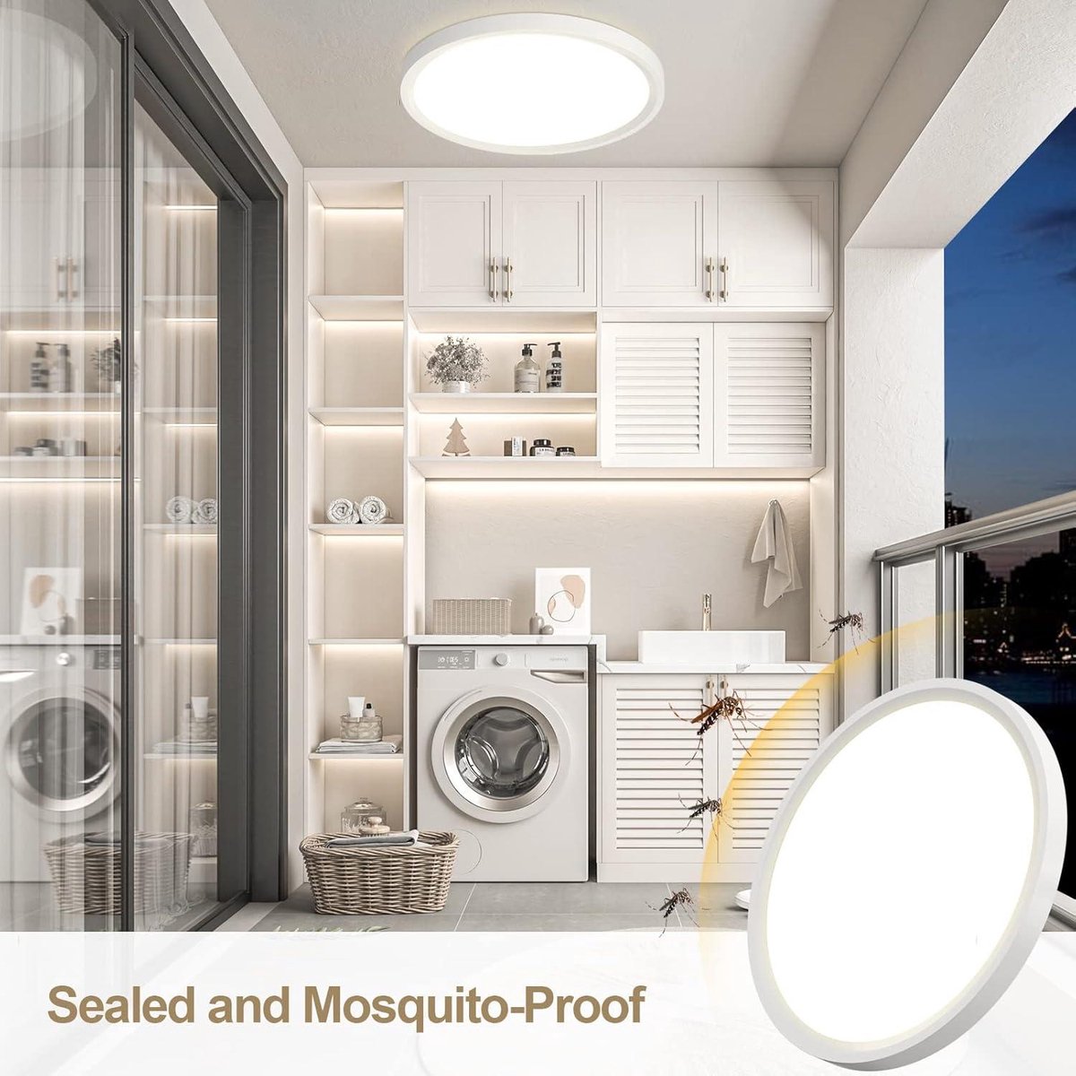 Bathroom Lamp Ceiling Waterproof Neutral White Modern Thin Round Bedroom - Kitchen - Dining Room - Balcony - Hallway - Living Room