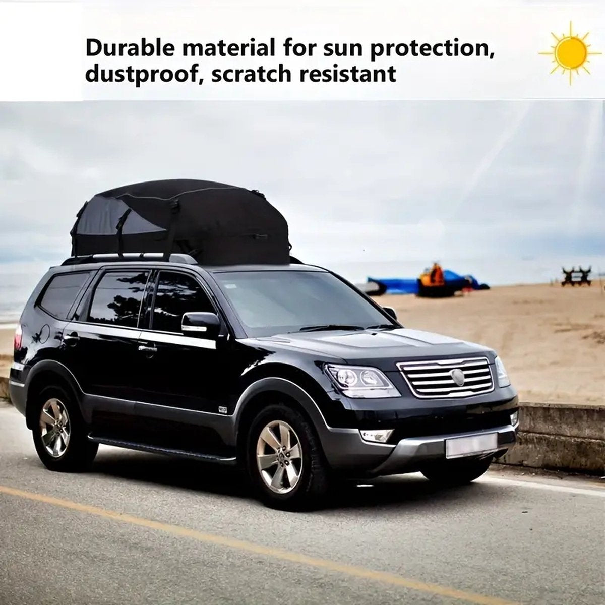 Foldable car roof bag 800L roof box - foldable travel bag car roof waterproof - BLACK