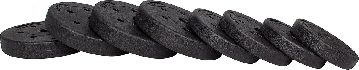 Springos Halters | Gewichten set | Halterset | 16 gewichten | 30 kg | Zwart
