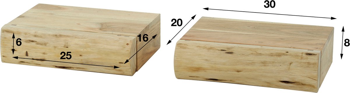 Nachtkastje Tree XS | 1 lade | set van 2 | bruin | hout | 20 x 30 x 8 cm | slaapkamer | modern design
