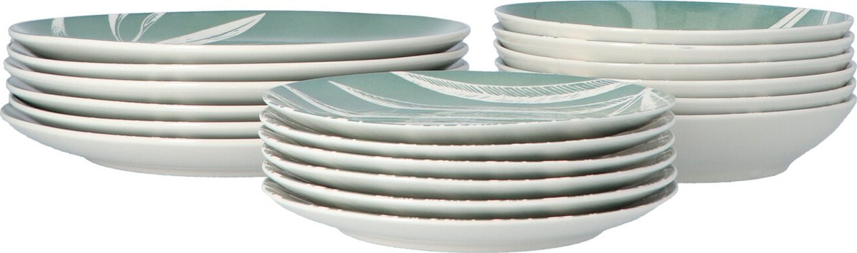 Porseleinen Serviesset Plant Groen - 18-delig Servies 6 Personen