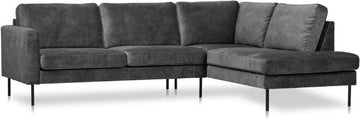 Hoekbank Maxima-Velvet rechts- kleur Antraciet