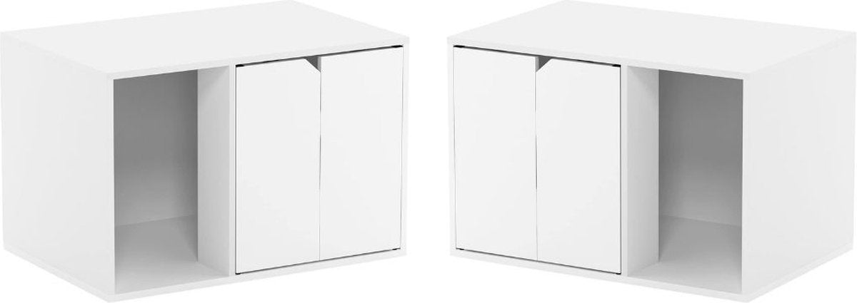 Kattenbak Kast - Kattenhuis - Kattenmand - Halmeubel â€“ Dierenhuis - Nachtkastje - Kattenkast - Dressoir â€“ Kattenhok - Bijzetkastje - Krabpaal - Katten Mand - 60 x 39,6 x 40 cm - Wit