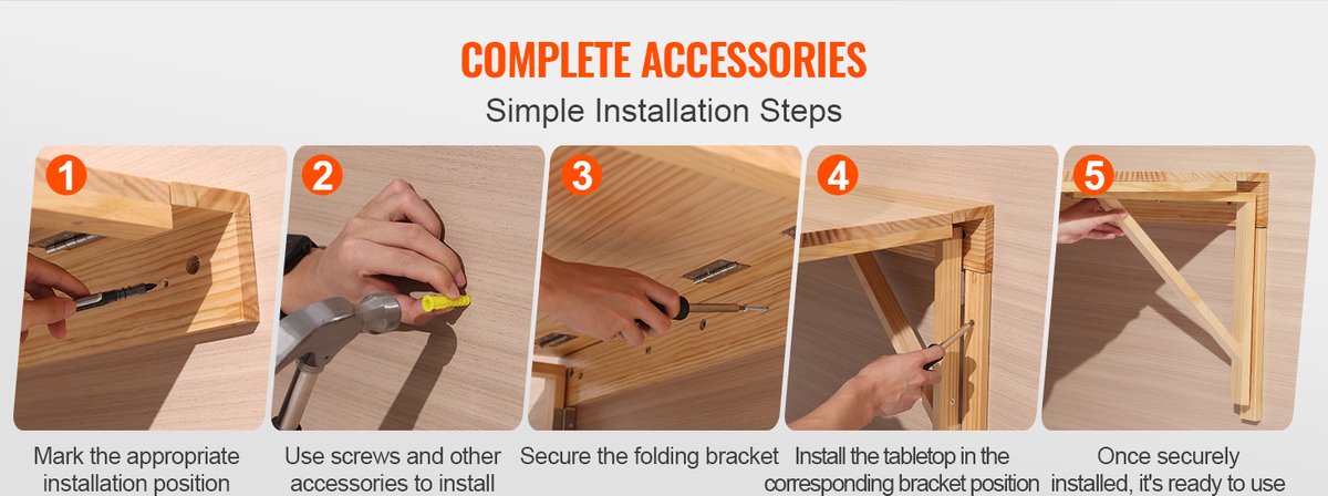EliteNest® - Opvouwbare Wandtafel - Klaptafel - Ruimtebesparend Bureau - Draagkracht 45 kg - Massief Hout 80x60cm - Muurbevestiging - Inklapbaar - Zwevend - Werkblad - Eettafel - Multifunctioneel
