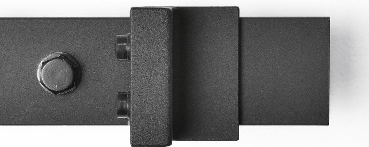 Barnwoodweb Schuifdeursysteem Recht - Complete set - 245 cm rail (in 3 delen) - Zwart