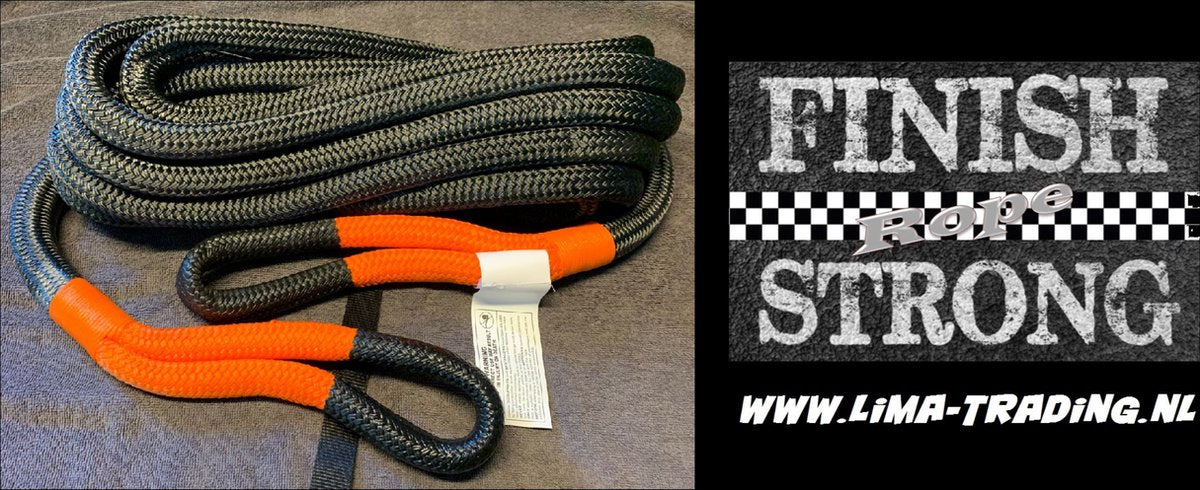 Finish Strong 22 mm x 9 m SWL 11 T - Kinetische 4x4 Bergingskabel - 22 mm - 9 m - 11000 kg - Legergroen - Kinetische bergingskabel Finish Strong 22 mm x 9 m SWL 11 T