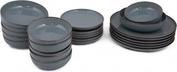 Asir Serviesset - Dinerset (24 Stuks). Blauw - Serveerbord: 27x27x2,5 cm (6 stuks) Bord: 20x20x5 cm (6 stuks) Schaal: 15x15x4,5 cm (6 stuks) Dessertbord: 19x19x2,5 cm ( 6 stuks) 100% PORSELEIN