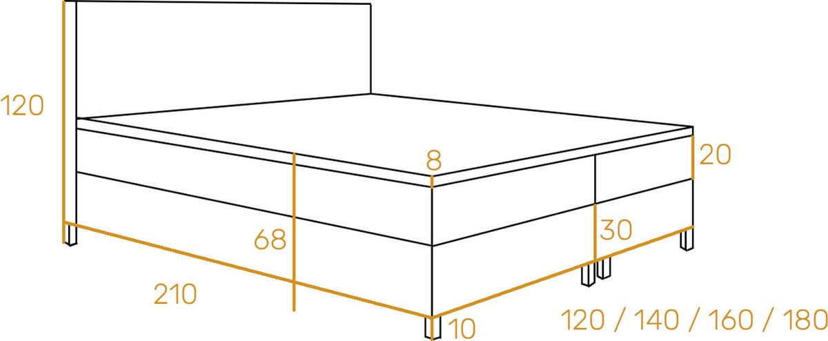 Meuba Home - Oslo Boxspring - Grijs - 140x200 - Microvezel - Inclusief topper