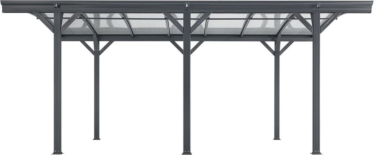 Terrasoverkapping / Carport - Boogdak - 5 x 3 m - Donkergrijs