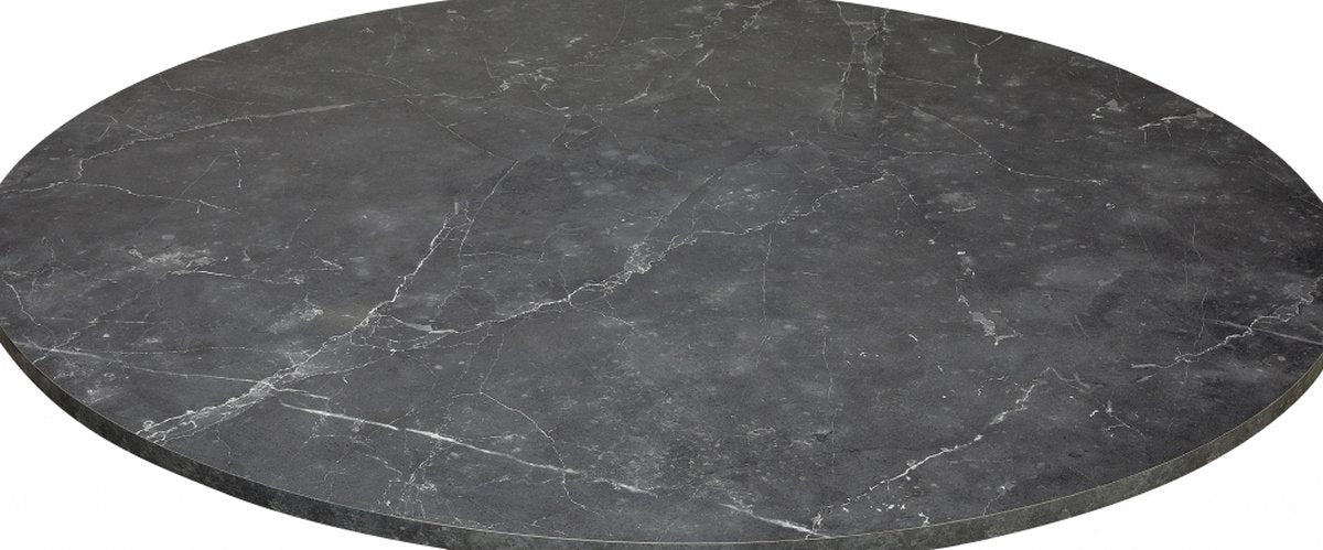 Eettafel Heeze - Marmer - Zwart - Ø 110 cm - 74 cm hoog - Rond - Eetkamertafel - Keukentafel