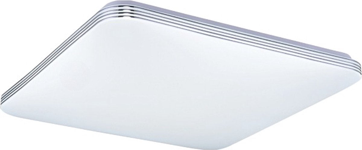 ADIS - LED Plafondlamp met Bewegingssensor - 28W - Daglicht Wit 4200K - 360° Detectiehoek - Opbouw - Vierkant - Wit/chroom - IP44