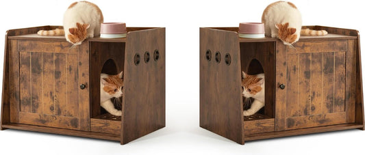Kattenbak Kast - Kattenhuis - Kattenmand - Halmeubel – Dierenhuis - Nachtkastje - Kattenkast - Dressoir – Kattenhok - Bijzetkastje - Krabpaal - Katten Mand – Vintage Bruin
