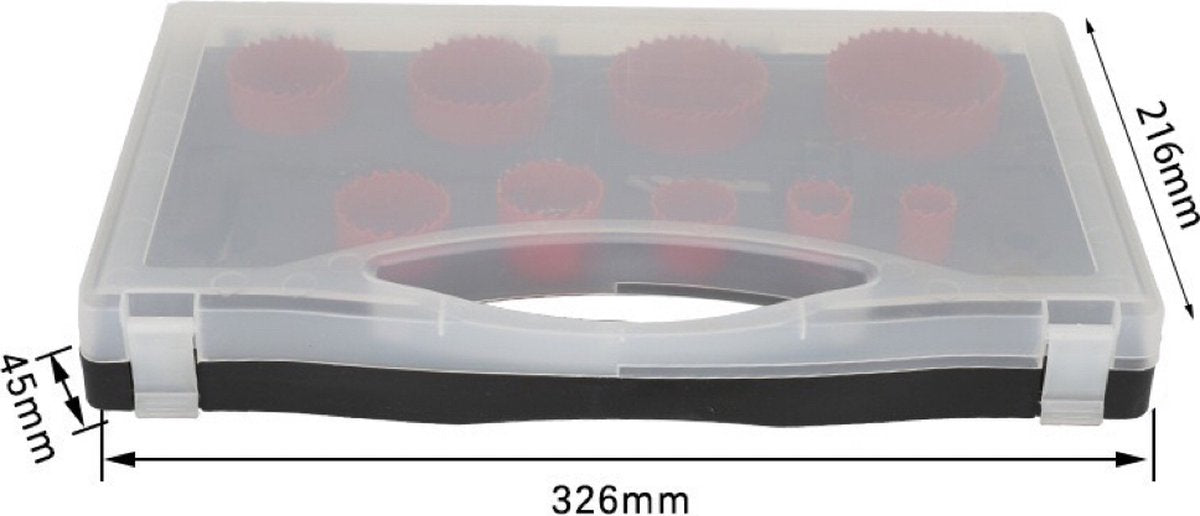 16-delige dozenboorset - Zeskant adapter - Kroonboor - Dozenboorset - Boren - Gatenboor - Gatenzaag - Centreerboor - Steen - 19mm - 22mm - 29mm - 35mm - 38mm - 44mm - 51mm - 57mm - 64mm