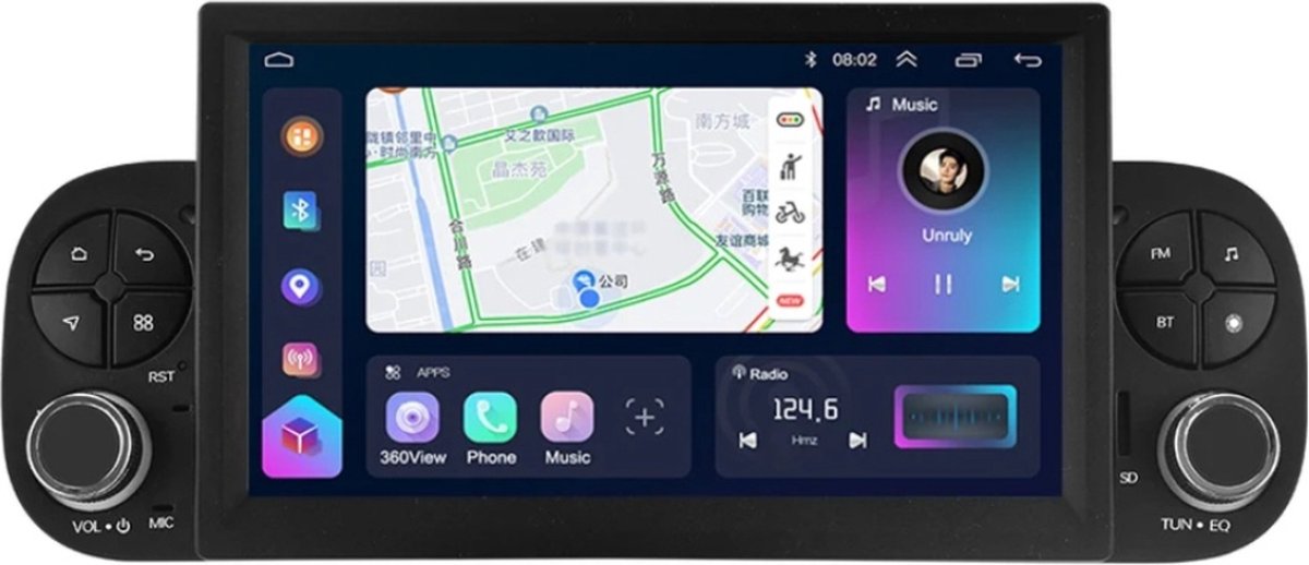 Fiat Panda 319 2012 - 2021 | Autoradio met Navigatie | 1GB & 16GB | Radioscherm | 2012 2013 2014 2015 2016 2017 2018 2019 2020 2021