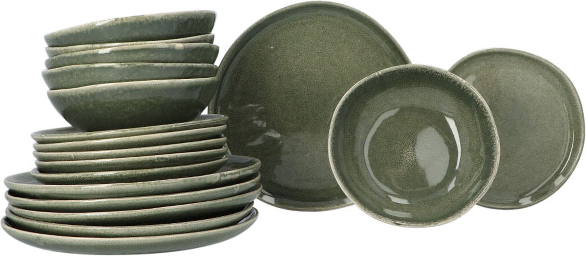 Zwarte Woud Servies Set Aardewerk - 6-persoons 18-delig - Groen