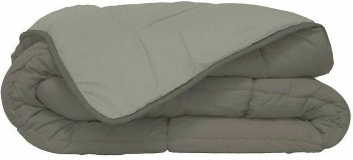 Printed Duvet Coverless Washable Without Cover Single - Taupe & Linen 140x200cm - Taupe brown - Cream beige