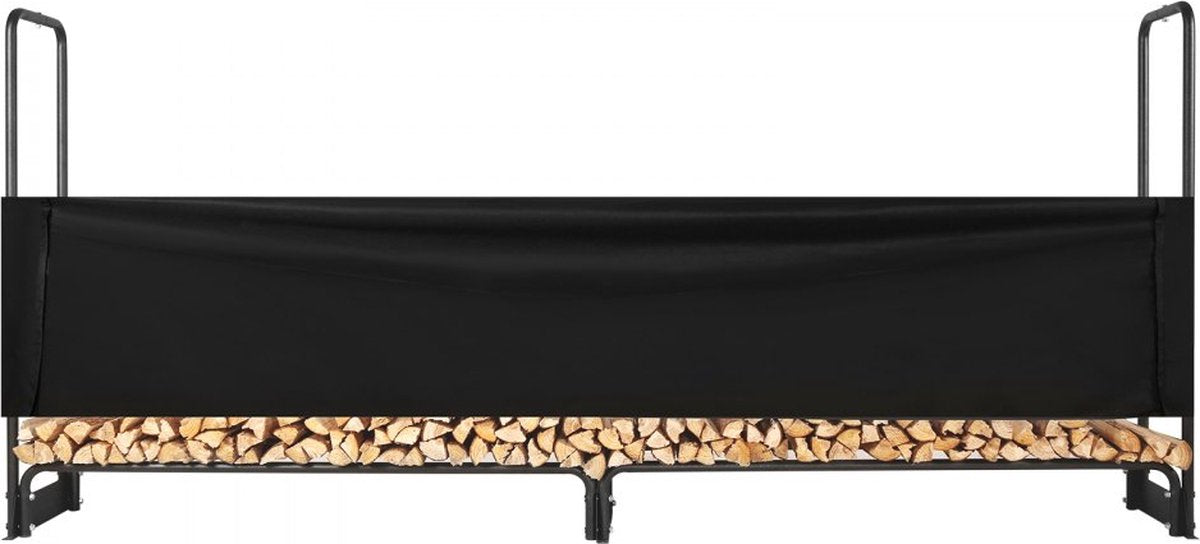 brandhoutrek metaal 259x36x117cm brandhoutrek stalen frame gepoedercoat brandhout onderdak 300kg met waterdichte hoes stapelhulp houten onderdak voor veranda tuin terras tuin