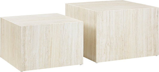 Salontafel set Jip Travertin - MDF - Vierkant - 58x58cm - Hoogte 40 cm