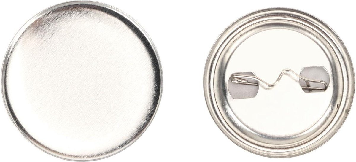 Pin Terug Knop Onderdelen Set - Stevig Metaal Plastic Roestvrij - Benodigdheden voor het maken van Knoppen - Knoppenmachine - Ronde DIY Pin Maker - Plastic Bodems en Transparant - 44MM