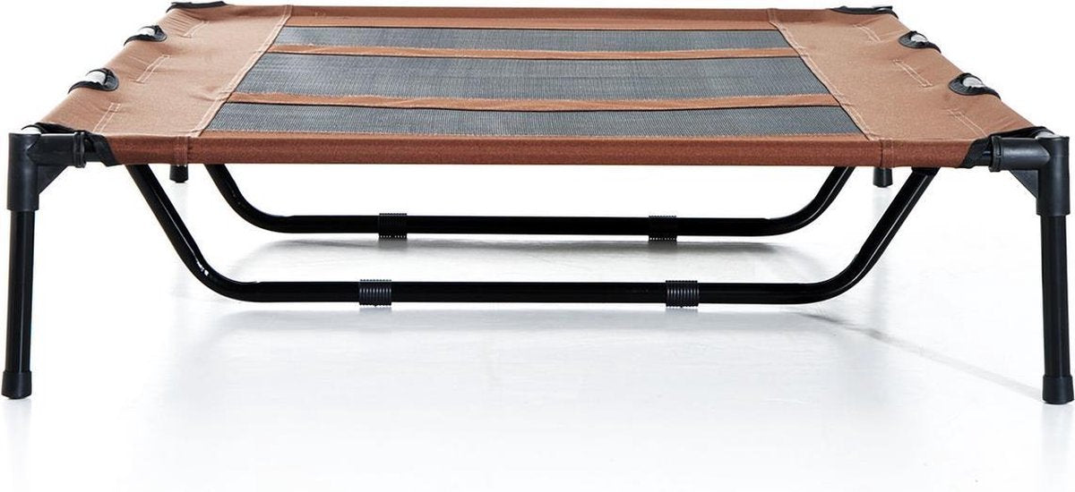 Hondenbed - Hondenstretcher - Verhoogd hondenbed - Draagbaar - XXL - 122x92x23cm - Koffiebruin + Zwart