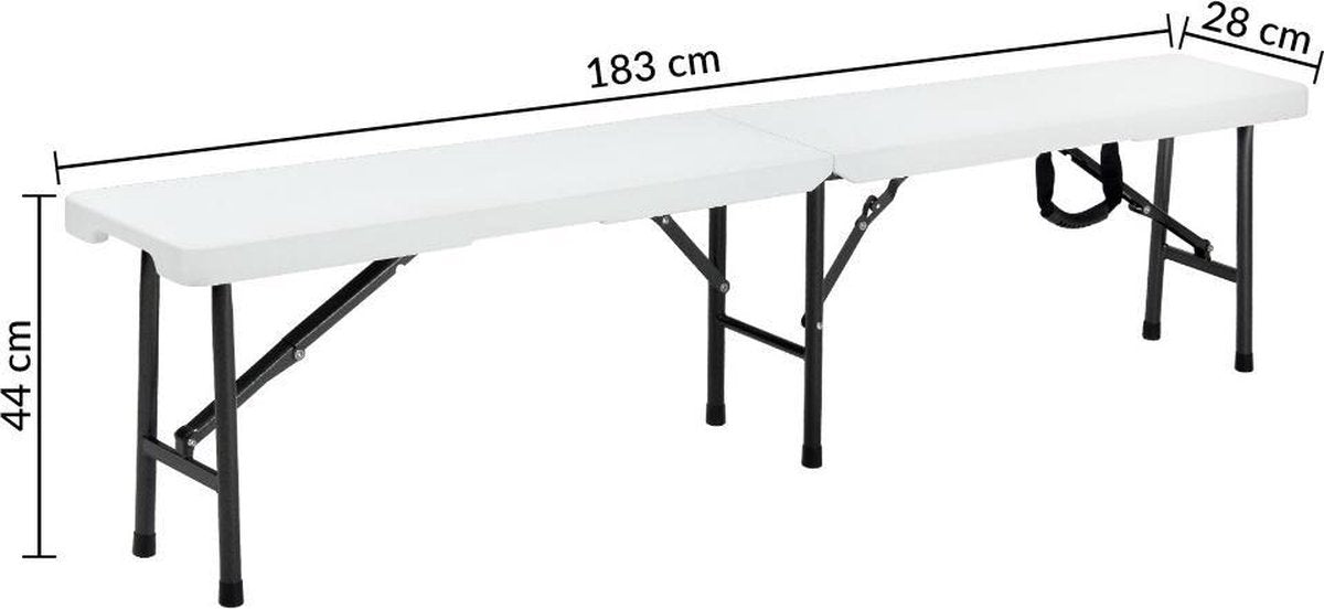 Tuinbank Opklapbaar - 8-persoons - Picknickbank - Set van 2 stuks - Wit