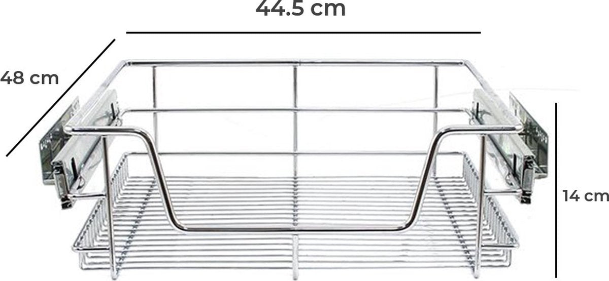 Laden: 2 x KuKoo - Uittrekbaar Opbergrek Keukenkast - Geschikt voor kasten van 50cm breed - Uittrekbaar Keukenrek Met Geleiders - Organizer Rek - Opbergsysteem - SET - 50cm