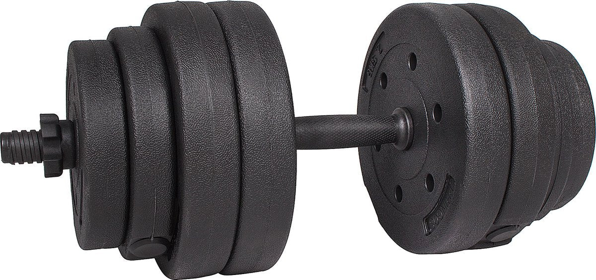 Springos Halters | Gewichten set | Halterset | 16 gewichten | 30 kg | Zwart
