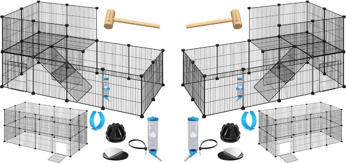 Konijnenhok Binnen - Konijnenhok - Konijnenren - Konijnenkooi – Dierenhuis – Konijnen Kooi – Dierenverblijf - Kattenbench - Kattenren Buiten en Binnen - Kattenkooi - 144 x 72 x 36 cm