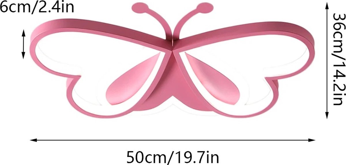 Butterfly Hearts Ceiling Lamp - Modern Lamp - Pink - 50 cm - Ceiling Light - Chandelier - Children's Room Lighting - 3 Colors - Animal Theme