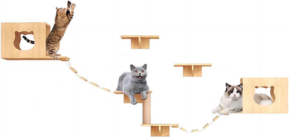 Wall Unit Climbing Wall Cats - 5-piece - Luxury Climbing Wall for the Wall - Scratching Post - Play Wall for Cats