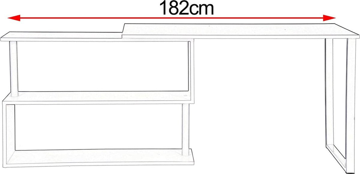 Desk TS65hei Corner Desk Corner Combination Computer Table Desk Work Table PC Laptop Table with Shelves, 120x100x74cm (WxDxH), MDF, Light Oak