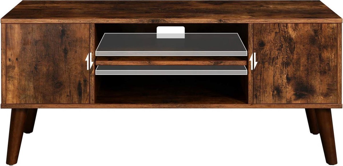 Industrial Design TV Cabinet Furniture - Retro Vintage Television Sideboard Wall Unit with Storage & 2 Doors - Standing TV Furniture - Wood