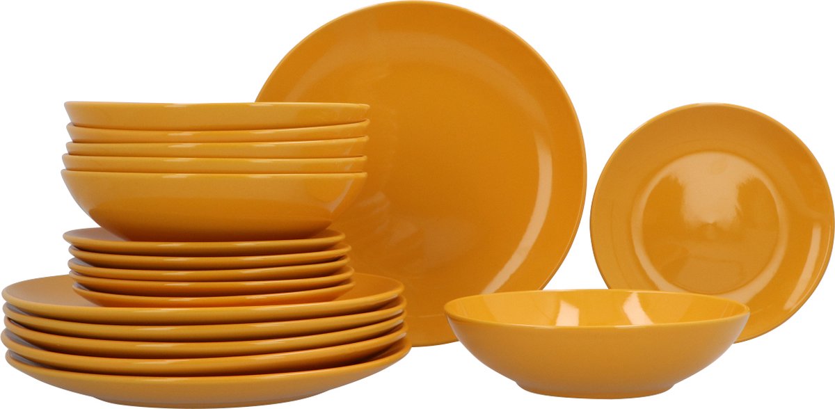 4goodz Porseleinen Servies 6-persoons 18-delig - glimmend Geel