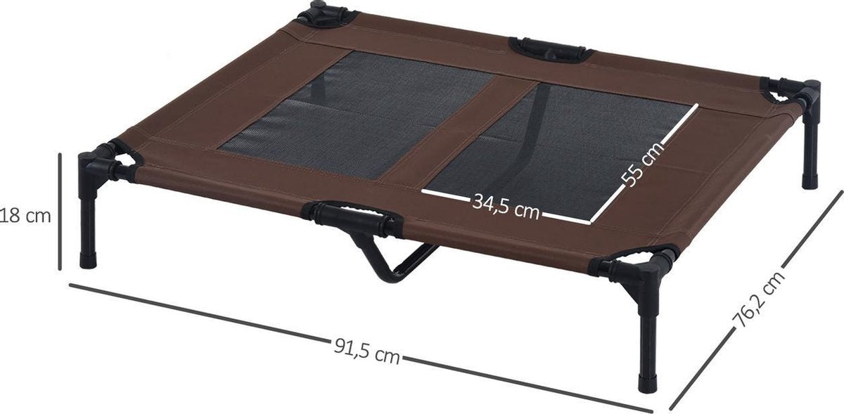 Dog bed - Dog stretcher - Dog sunbed - L - Portable - 92Lx76Wx18H cm - Brown