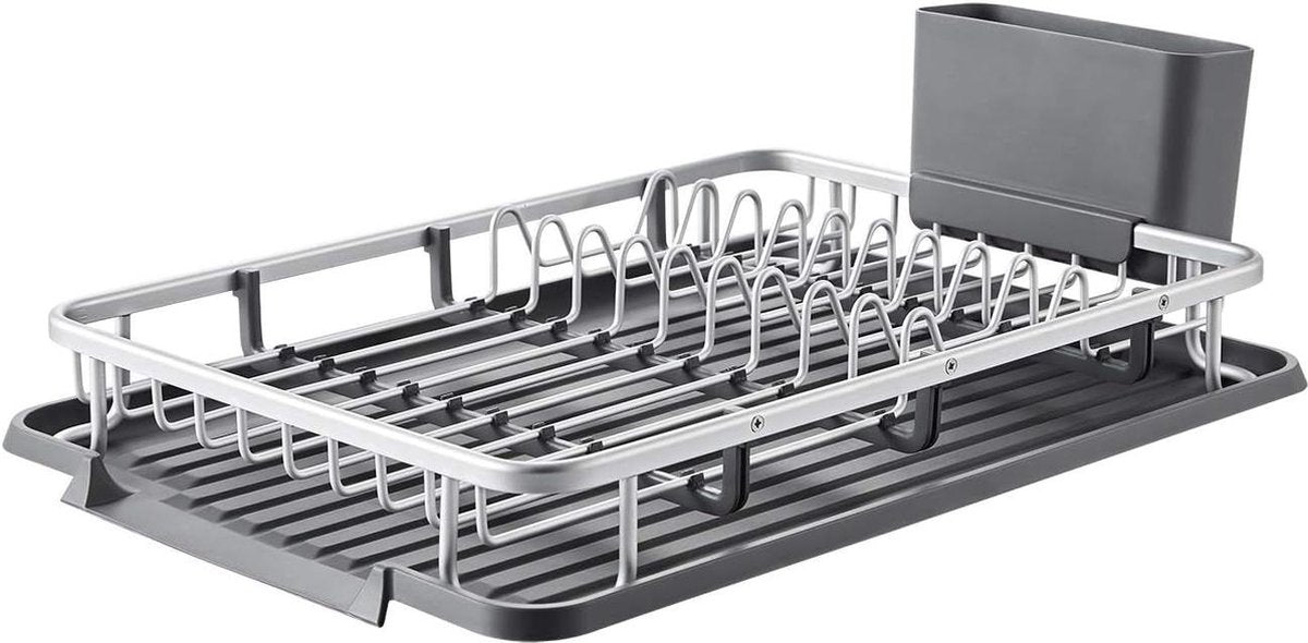 Afwasrek voor servies en bestek aluminium met anti-roest coating, geschikt voor op een klein aanrecht