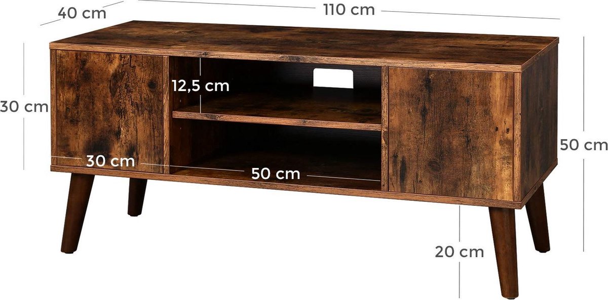 Industrial Design TV Cabinet Furniture - Retro Vintage Television Sideboard Wall Unit with Storage & 2 Doors - Standing TV Furniture - Wood