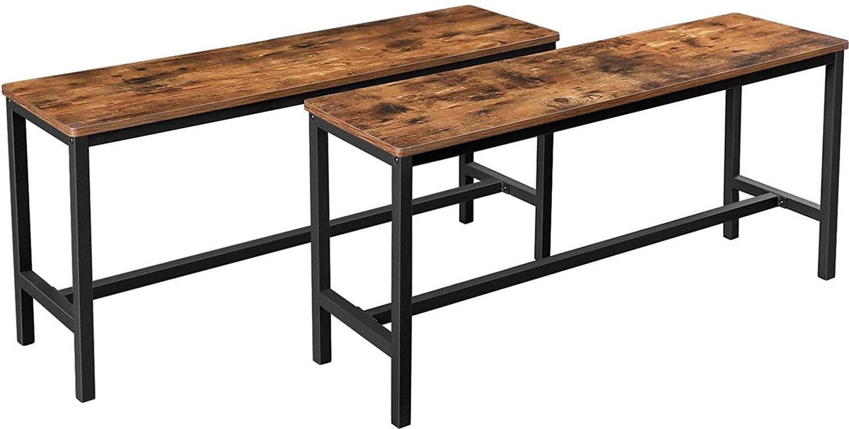 Benches for dining table - set of 2 - kitchen benches - 108 x 32.5 x 50 cm - vintage brown/black