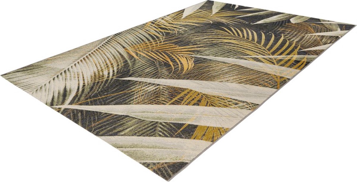 Lalee Summer - Vloerkleed - Out- indoor - Buitengebruik - Flatweave - Tuin - Blad - Strandtapijt - Rotsen - 120x170 cm - Groen beige