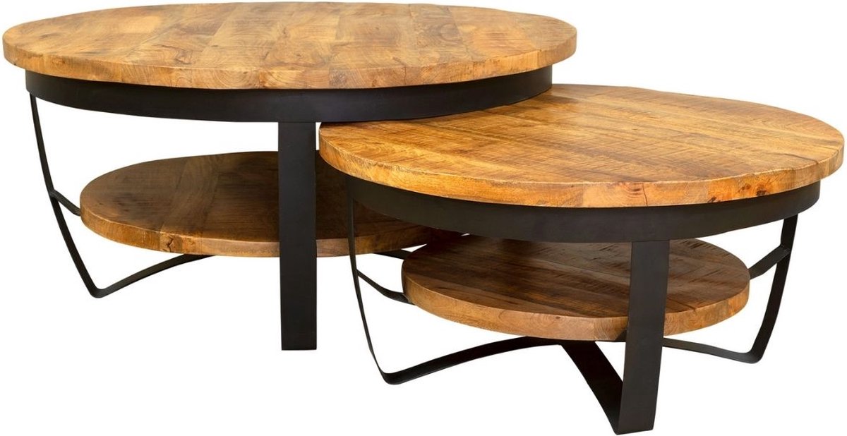 Combideal! Paras 90 & 70 - Set van 2 - Bijzettafel - Mangohout - Paras | Salontafel Rond
