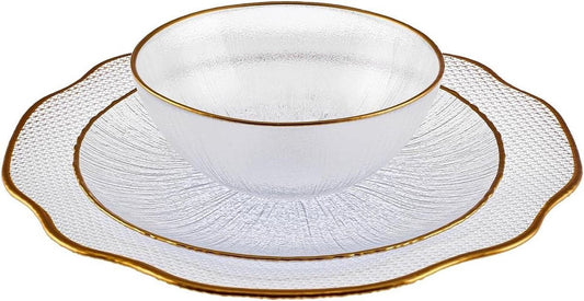 Lichte serviesset voor 6 personen, 18-delig, uniek design - rond combiservies - dagelijks en bijzonder servies - serviesset bordenset 6 personen