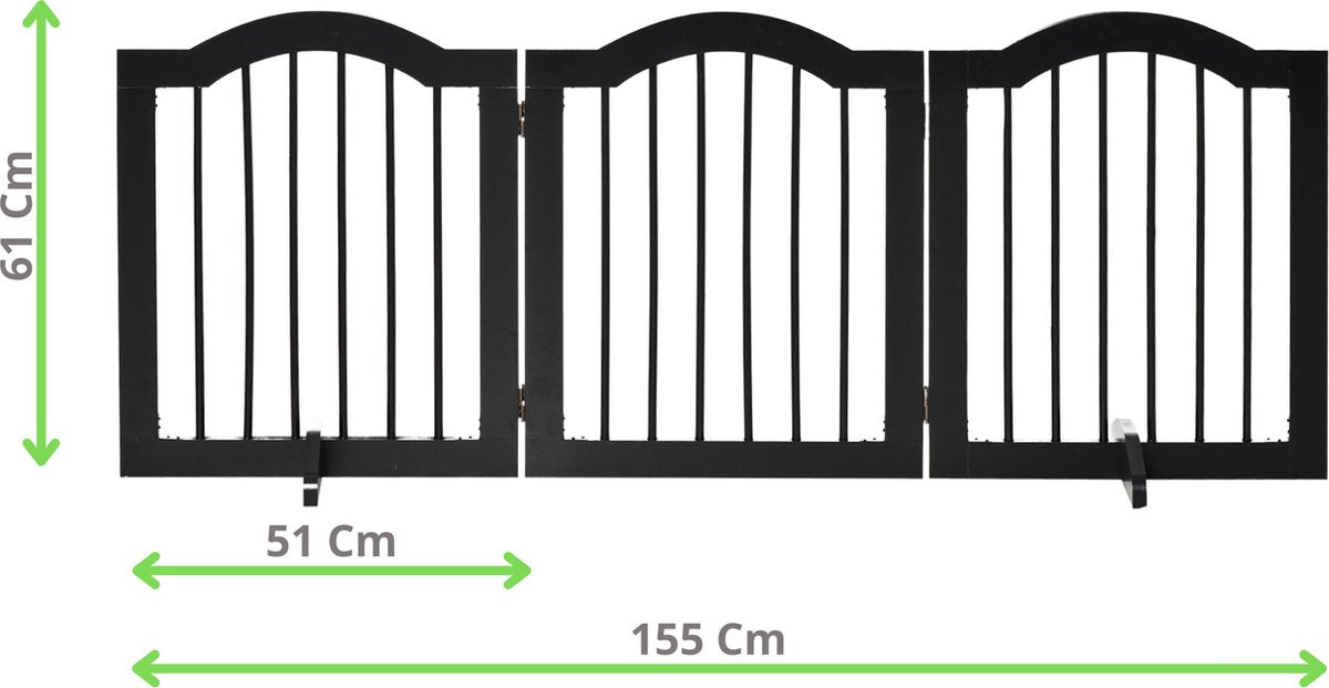 Paws & Claws - Hondenhek – Deurhekje - Dog barrier - 154,5 x 61 cm - Opvouwbaar - Zwart