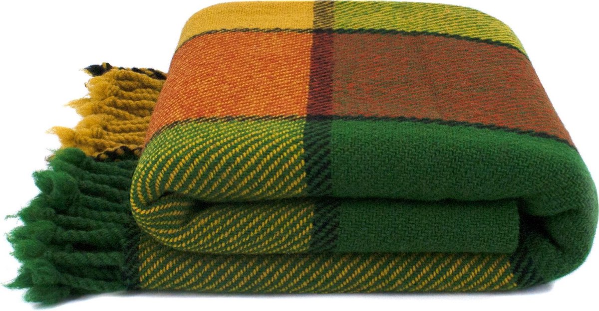 Alenika Wollen Plaid Groen Ivanna - 100% Zuiver wollen deken - 150x200cm - 1500g