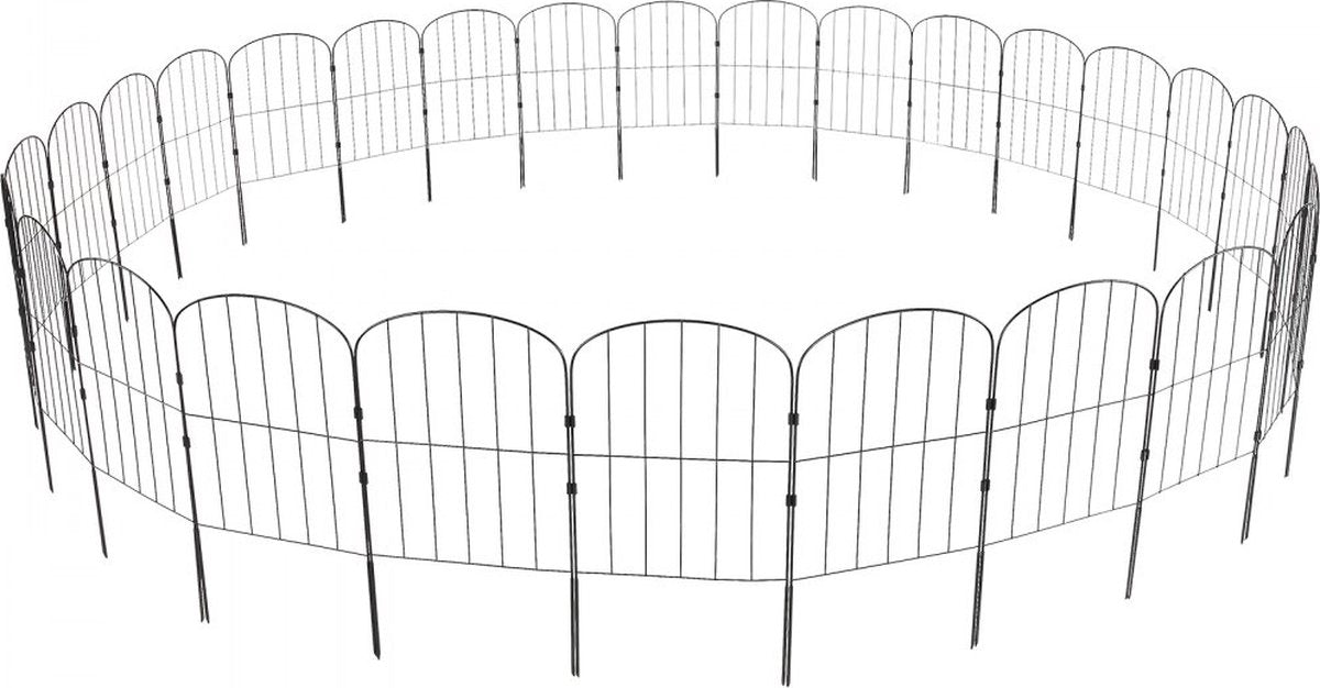 28x decoratief tuinhek 61x33cm metalen hekwerk van koolstofstaal insteekhek 5,08cm spiesafstand hondenhek gaashekwerk bedhek metalen hekwerkelementen inclusief bevestigingsmateriaal