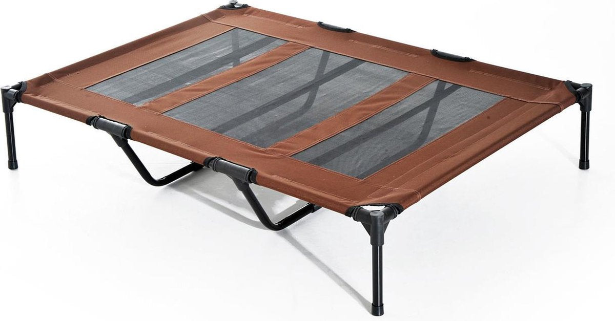 Hondenbed - Hondenstretcher - Verhoogd hondenbed - Draagbaar - XXL - 122x92x23cm - Koffiebruin + Zwart